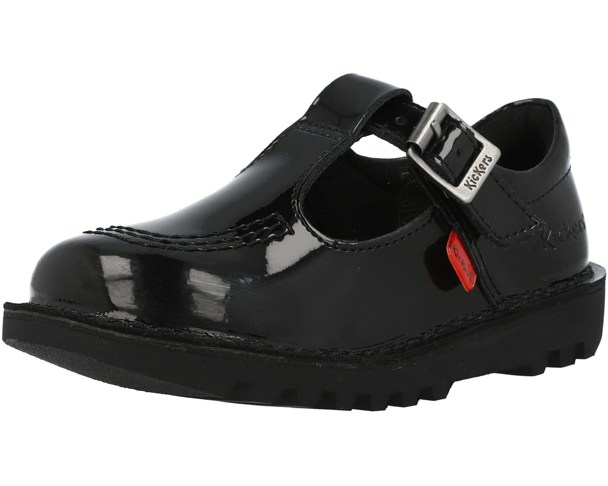 Kickers Kick T-Bar Black Patent Shoes