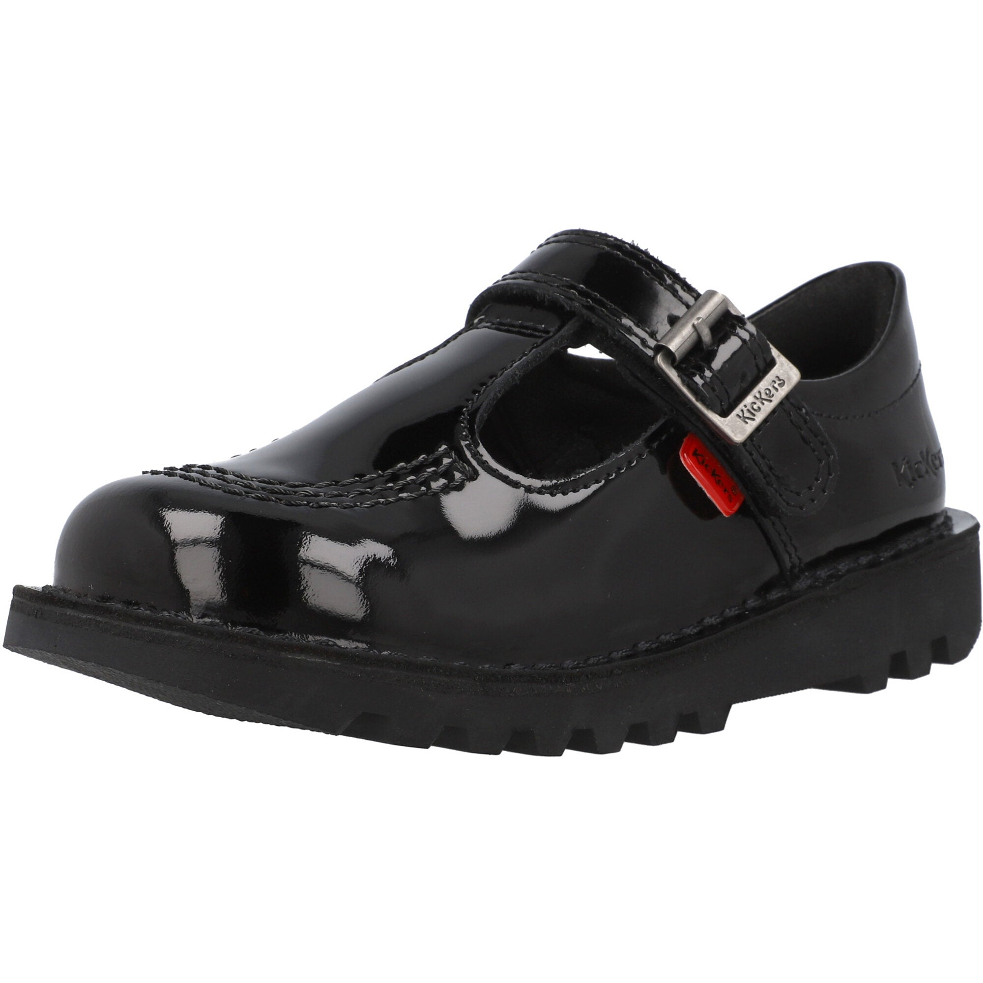 Kickers Kick T Black Patent School Shoes