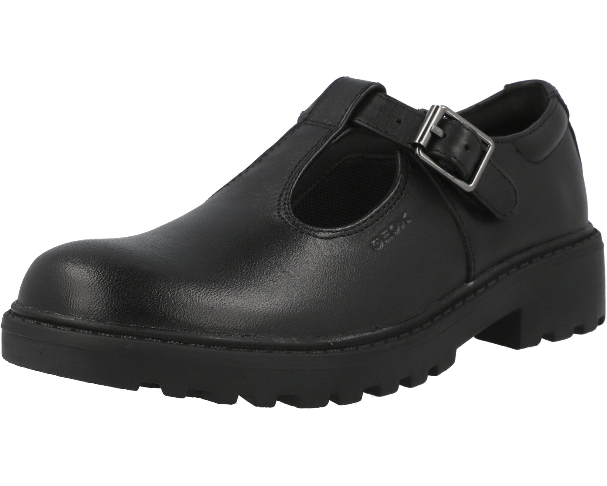 Geox Casey Black T-Bar School Shoes