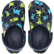 Crocs Kids Classic Monster Print Clog Navy