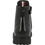 Tommy Hilfiger Black Glitter Lace-Up Boots