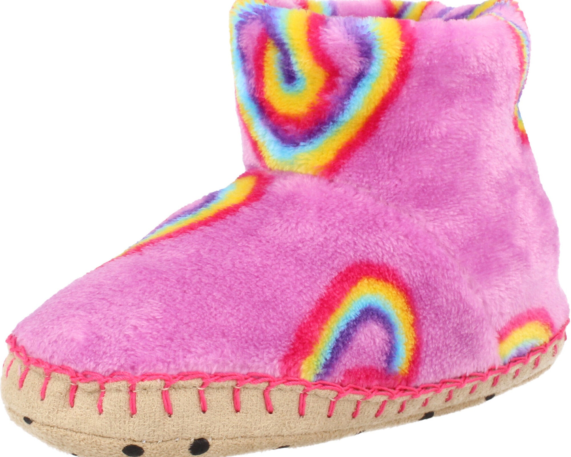 Hatley Twisty Rainbow Hearts Fleece Slippers