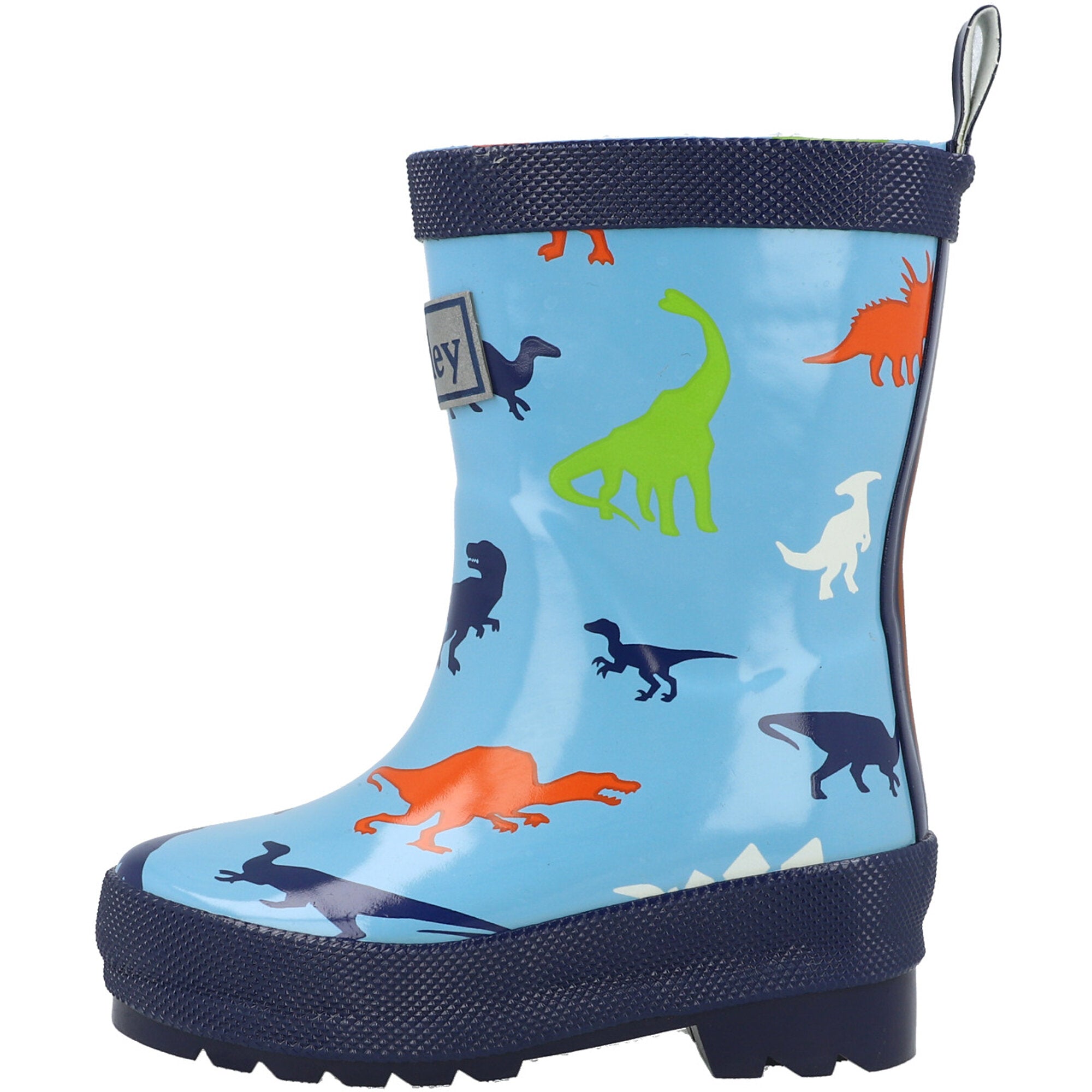 Hatley Shiny Rain Boots Dinos Blue