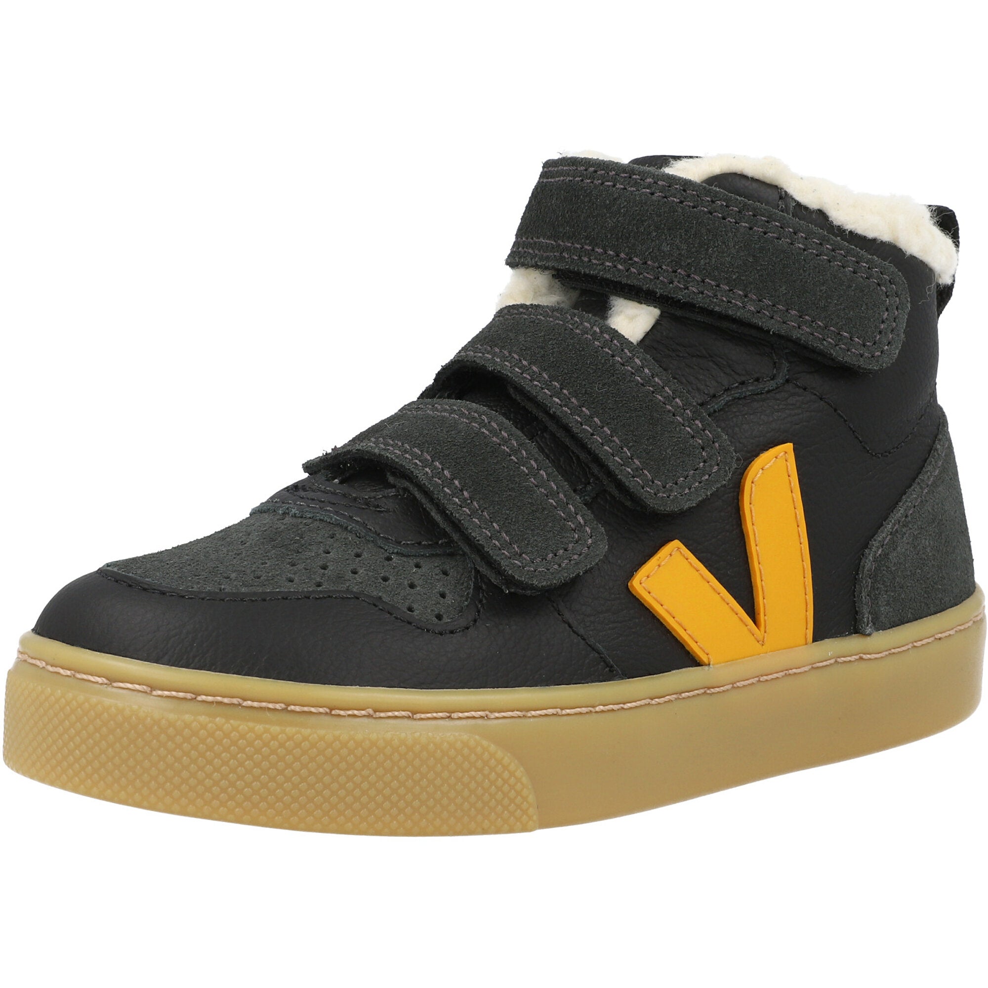 Veja V-10 Mid Black Leather Trainers